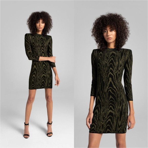 ALC ZIGGY METALLIC CREW NECKLINE SHEATH DRESS
